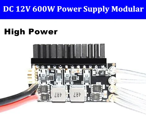 Pico Atx Interruptor Psu Carro Auto Mini Itx Módulo de Fonte Alta Potência Itx Case dc 12v 600w 24pin
