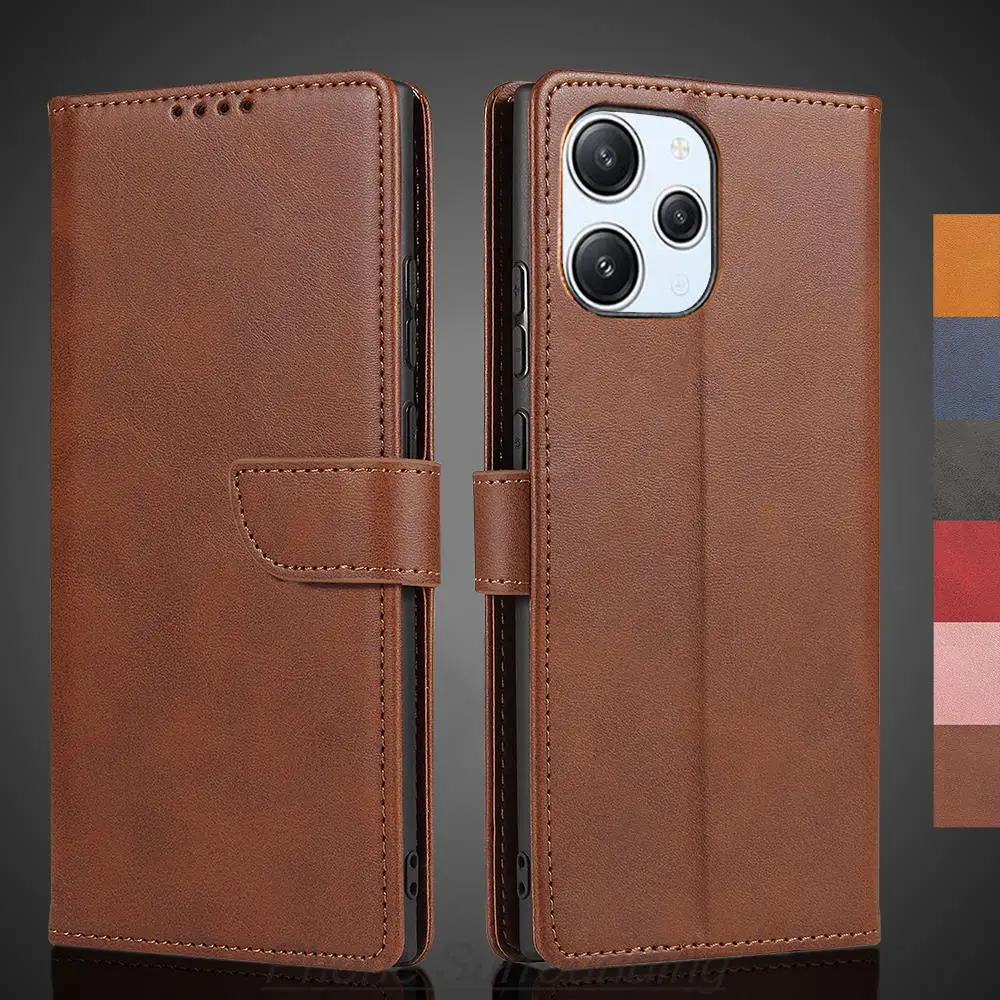 

Чехол-бумажник кожаный для Xiaomi Redmi 12/ Redmi12 5G 4G 6,79 дюйма