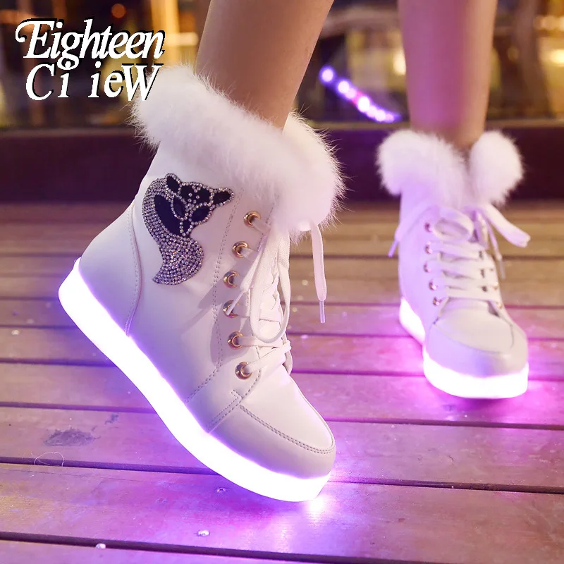 Maat 26 40 Kinderen Snowboots Usb Charge Gloeiende Schoenen Pu Lederen  Waterdichte Laarzen Voor Jongens Meisjes Pluche Warm lichtgevende  Schoenen|Sportschoenen| - AliExpress