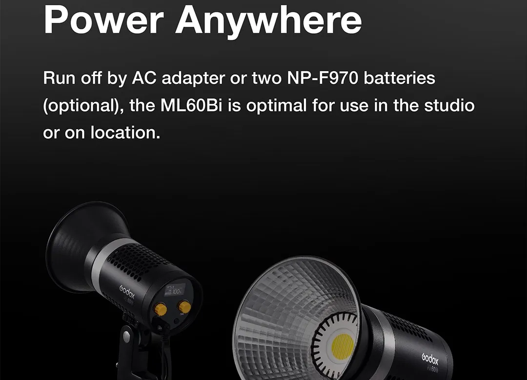 ML60Bi ML60 Bi 60W Bi-Color LED Light Silent Mode Portable Brightness Adjustment