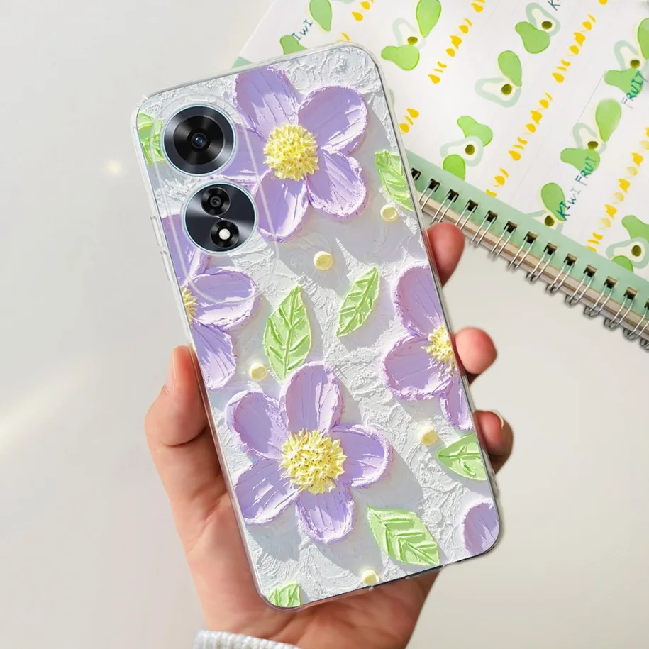 2024 New Stylish Flower Transparent Soft Silicone Slim Back Cover