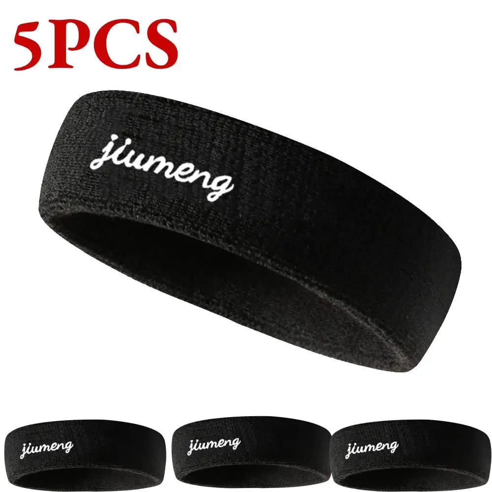 5pcs Sports Headband Running Fitness Sweatband Quick-Dry Elastic Absorbent Men Women Cycling Jog Tennis Yoga Gym Hair Bandage