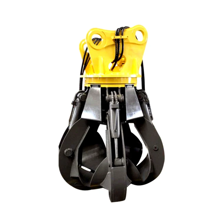 4 teeth hydraulic rotational orange peel grab/grapple excavator scrap grapple for scrap metal