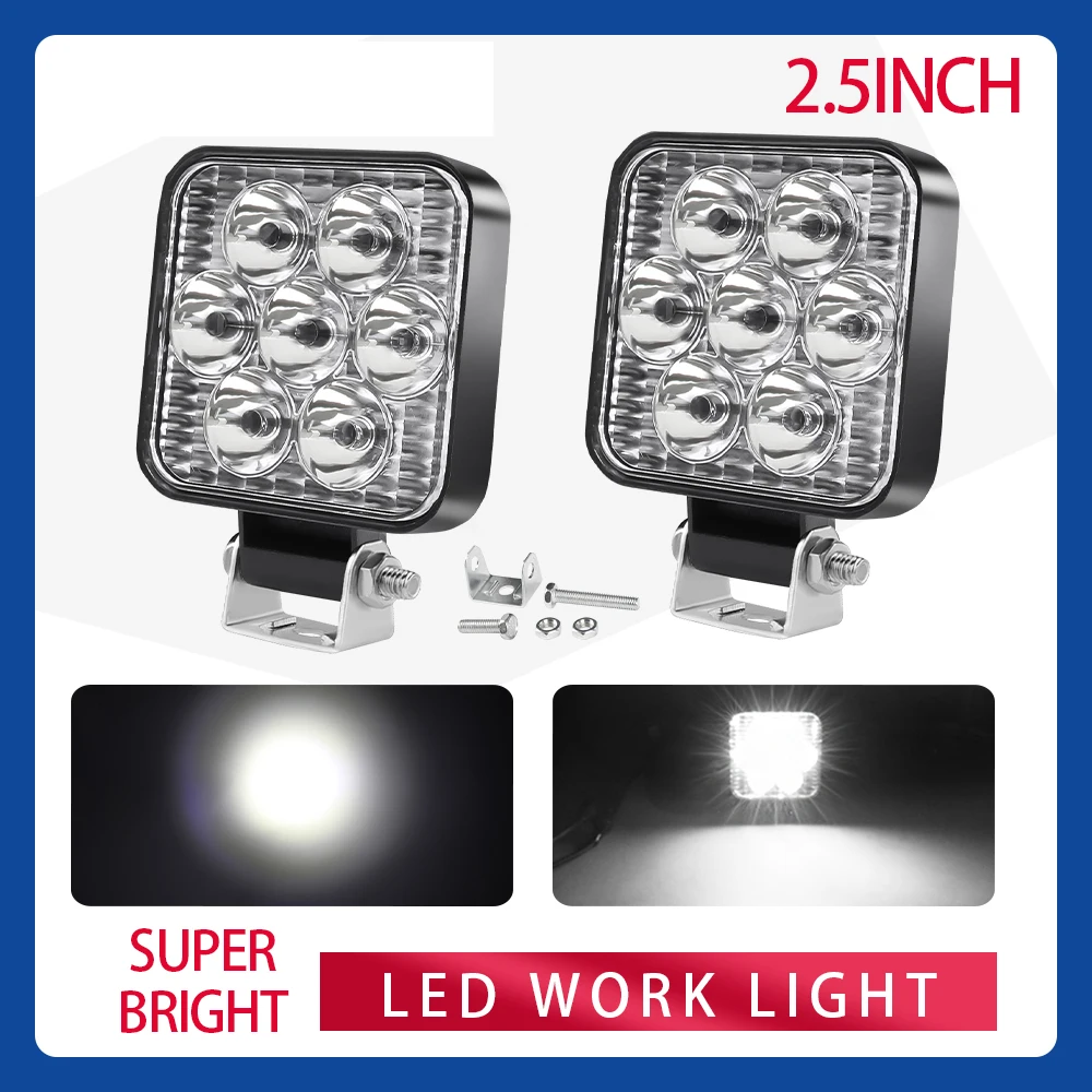 LED 운전 작업등 오프로드 4x4 SUV ATV 오토바이 트럭, 12V 24V 지프 6500K 8000LM 농장 자동 스포트라이트 헤드라이트 안개등