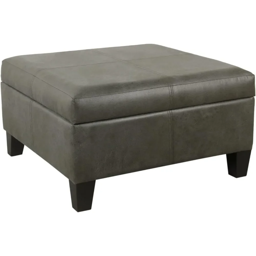 

For the Living Room Stool Contemporary Rectangle Storage Ottoman Bench in Tanners Brown Vegan Faux Leather Freight free