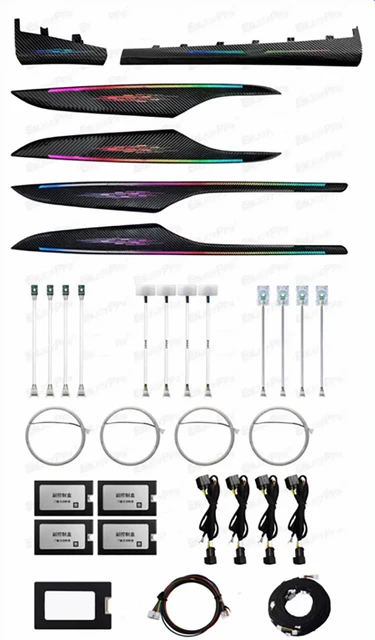 캐딜락 XT4 13-22 용 탄소 섬유 도어 패널, 64 색 자동차 장식 LED 환경 조명, 주변 램프, 내부 장식 램프