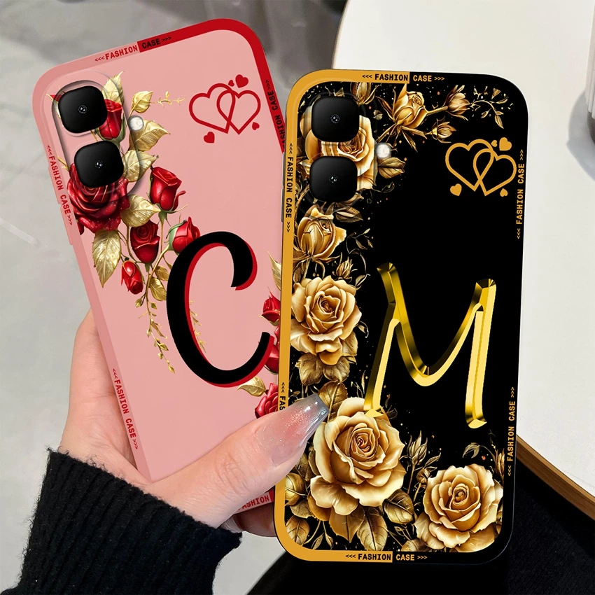 Rose Flower Letter Matte Silicone Shockproof Protective Phone Case