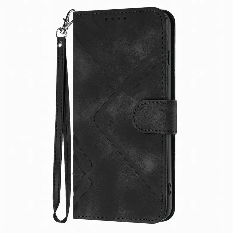 Stylish Flip Wallet Phone Case with Card Pocket & Lanyard