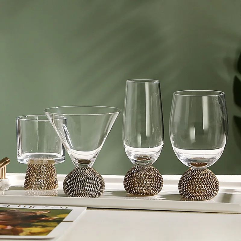 Luxury Diamond Goblet Glass Wine Glass glass Spirit glass creative personality diamond-encrusted whis