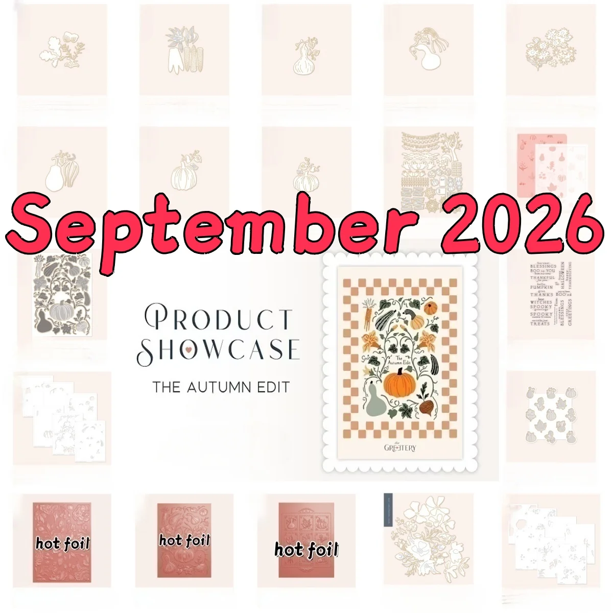 Neu 2026 Herbst Kürbis Wildwood Bouquet Erntedeko Metall-Schneidestanzformen Klarsichtstempel Schablone Heißfolie für DIY-Dekoration Scrapbook