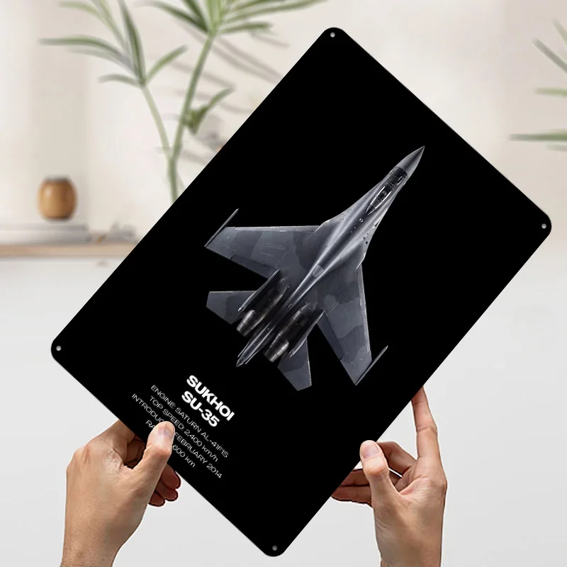 Sukhoi SU-35 전투기 맞춤형 3D 질감 금속 포스터 벽 예술 장 주석판 표시판 침실 액세서리 하우스