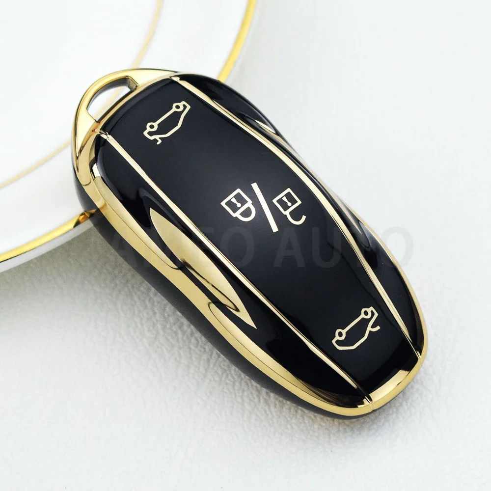 Tesla Modeli için 3 S X Y Otomatik Uzaktan Kabuk Fob Tutucu TPU Araba akıllı anahtar Kılıfı Koruyucu Anahtarlık Aksesuarları