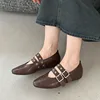 Big Size Fashion Buckle Strap Ladies Flats Mary Janes Shoes Luxury Female Round Toe Footwear Shallow Women Flats With Shoes 5