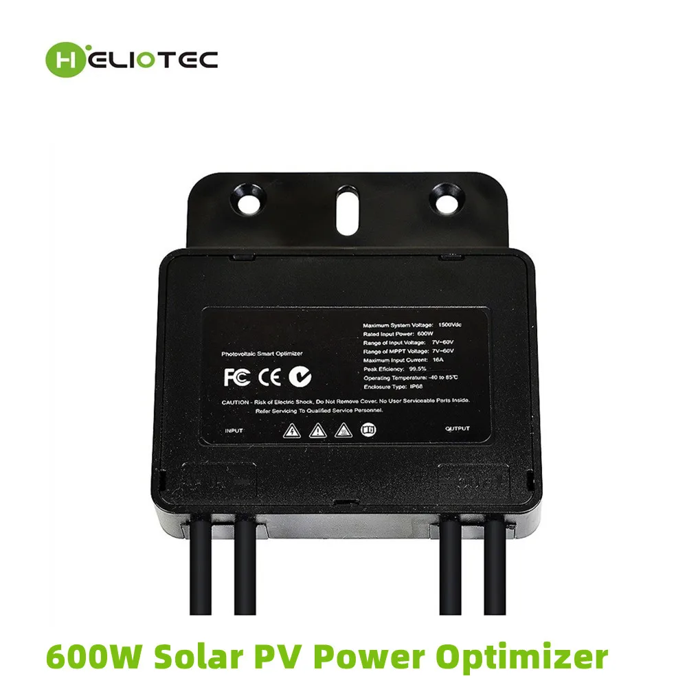 HELIOTEC 통합 PV 전력 최적화 장치, MPPT 600W 60V 입력, IP67 실시간 태양 전지판 모니터링, 전압 제한, 핫스팟 방지