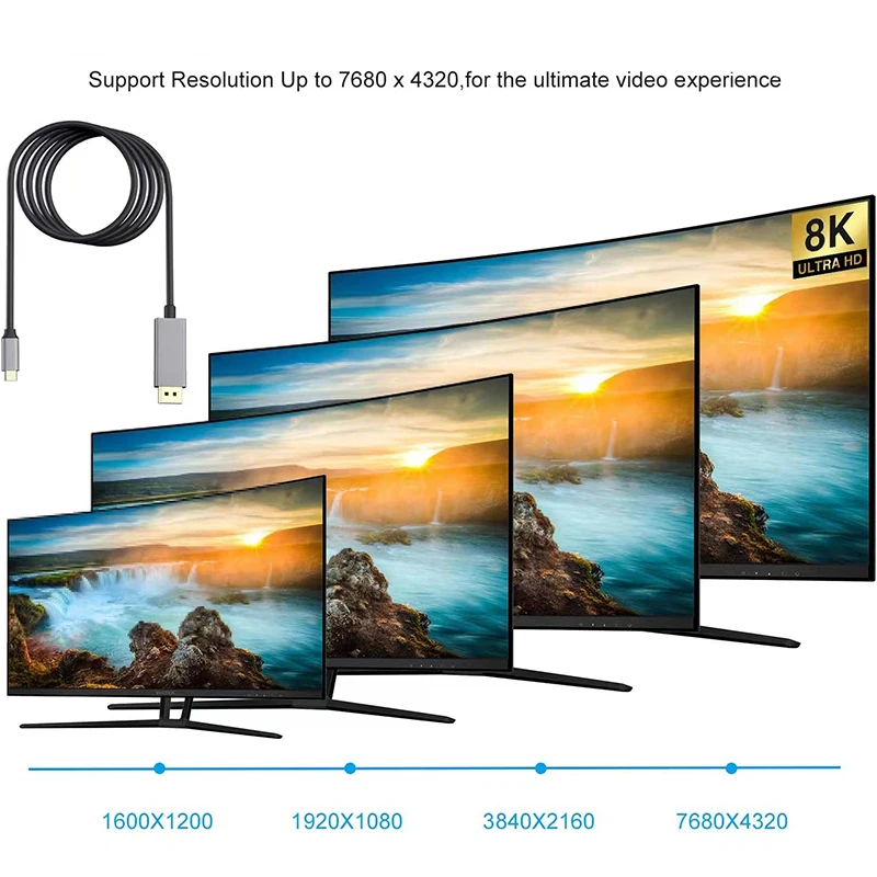 USB-C-÷ Ʈ ̺, 8K @ 60 DP Ÿ C 3.1-4K 120Hz ÷ Ʈ 1.4 ̺, Ʈ 3, ƺ  , Ｚ 
