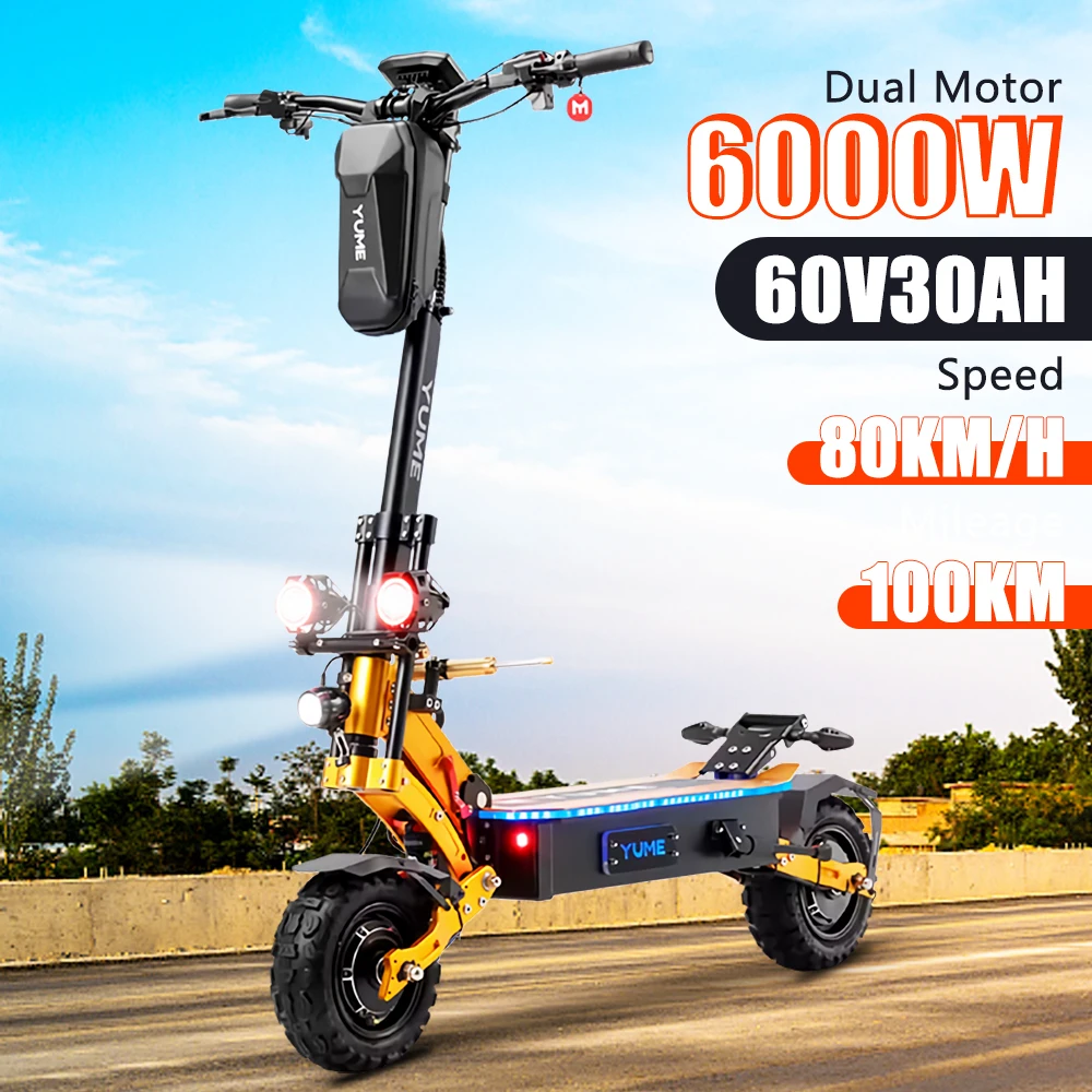 YUME X11+ Electric Scooter 6000W 60V 30Ah Battery Dual Motors 11inch Tires 90KM Max Mileage 150KG Max Speed 95km/h E-Scooter electric scooter