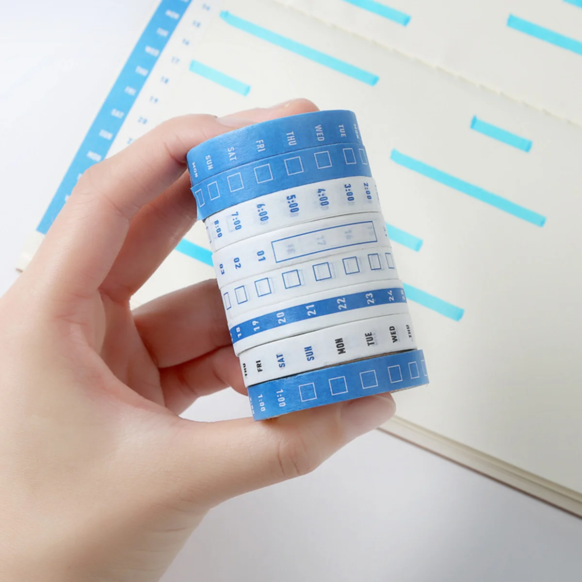 Weekly Time Management Tape - 8 Rolls for Planning & Scrapbooking