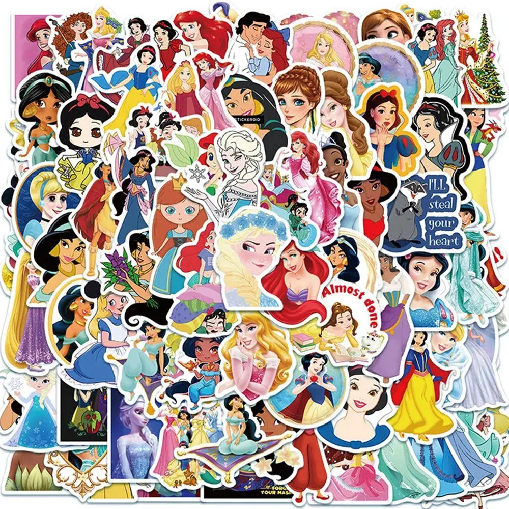 10/30/50/100PCS Disney Cartoon Snow White Frozen Stickers Princess Kawaii Girls Decoration Decal Toy Waterproof Sticker for Kids