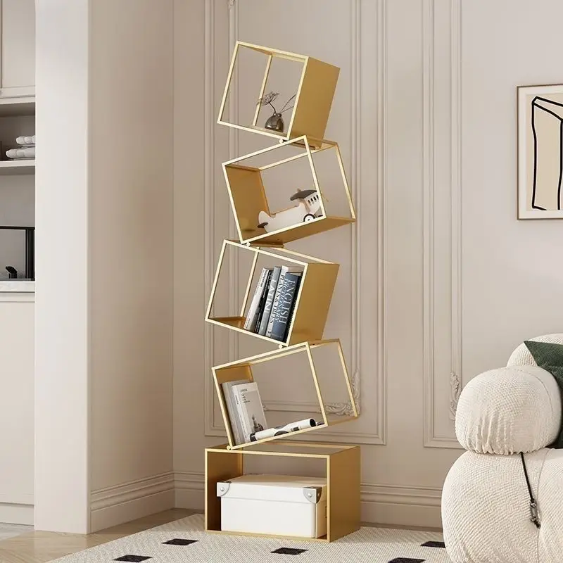 Irregular Corner Vertical Bookshelf Floor To Floor Storage Shelf Minimalist Living Room Iron Corner Bookshelf Home Decoration