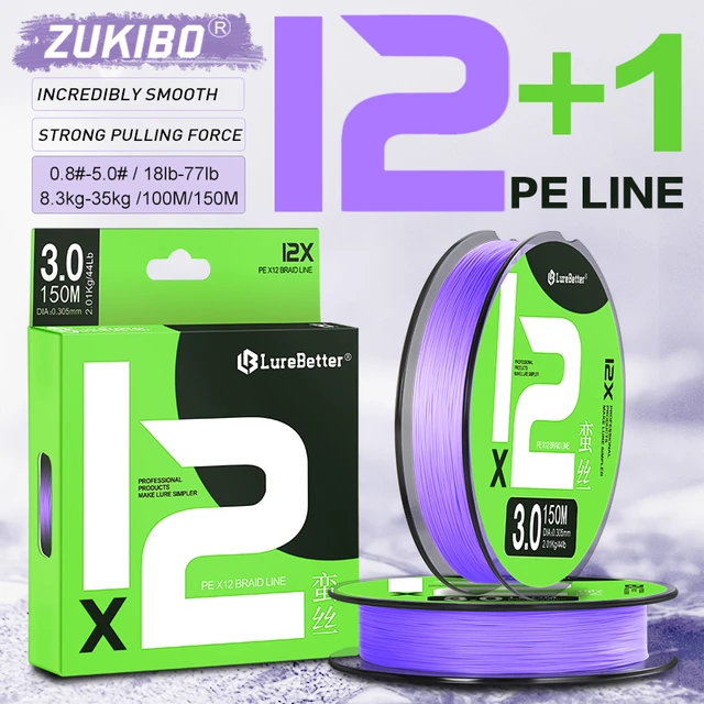 ZUKIBO 12+1 Strands Braided Fishing Line Abrasion Resistant