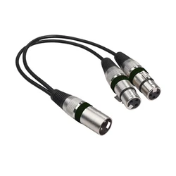 30cm XLR Audio Splitter Cable - Male to Dual Female Adapter for Microphone and Audio Equipment (Black)