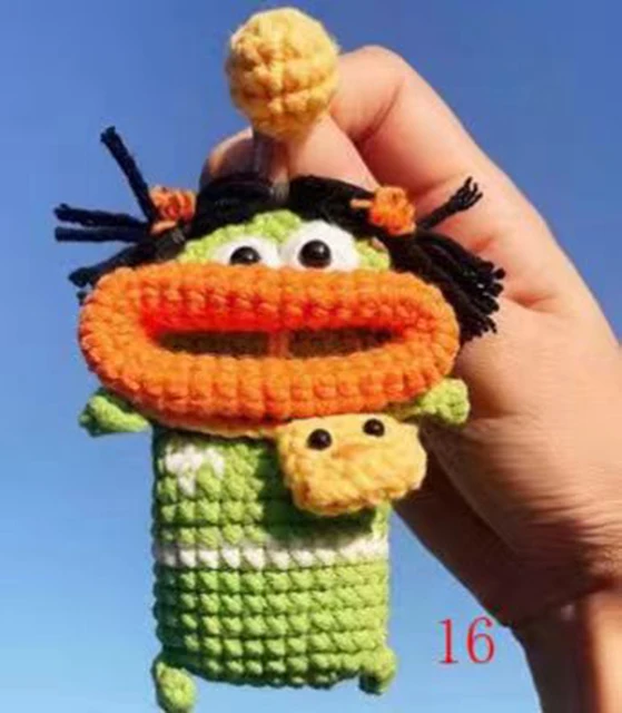 Funny Sausage Mouth Car Key Hand Woven Wool Playful Key Keeper Funny Key Wallet Handcrafted Key Pouch Whimsical Key Holder Bag 2
