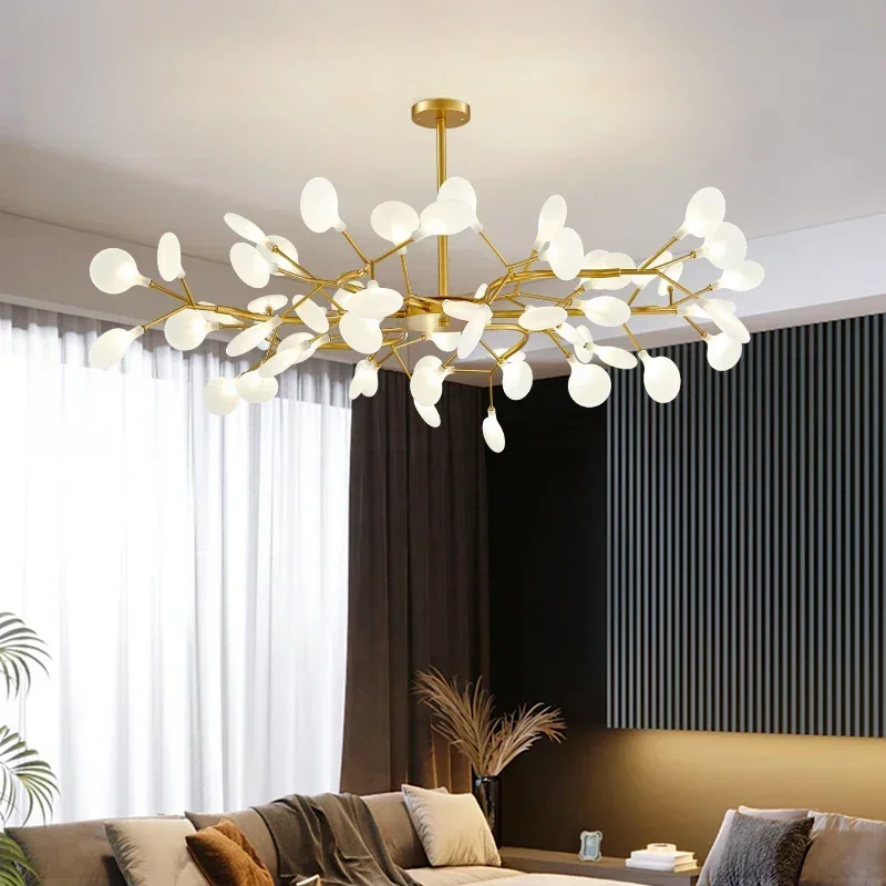 

Luxurious Gold Chandeliers White Petal Living Room Restaurant Indoor Decor LOFT Hanglamp Kitchen Fixtures Pendant Lamp Lighting