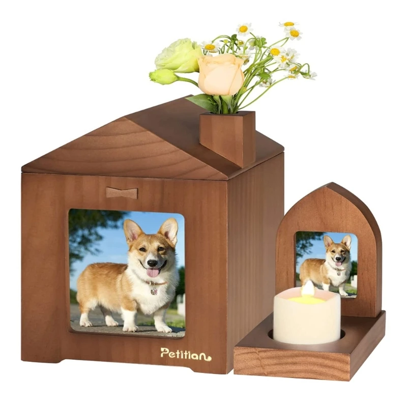 Pet Urn Picture Frame Candle Holder Remembrance Sympathy Dog Cat Passed Away Photo Commemorate Ornaments
