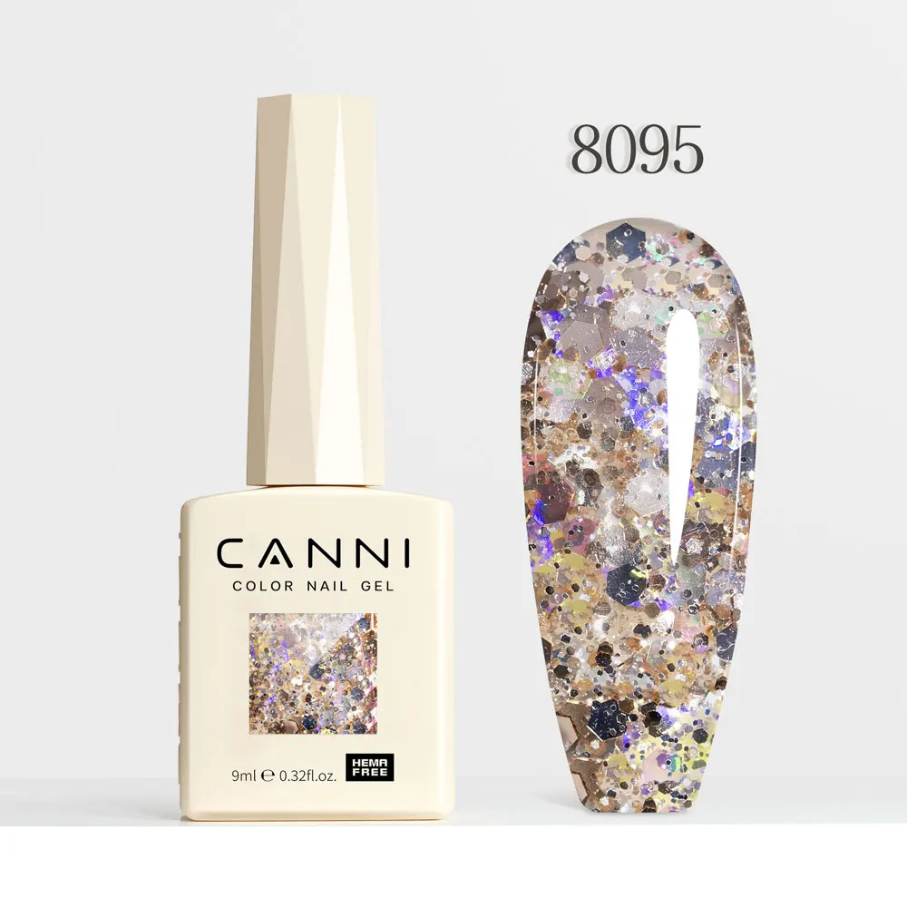 CANNI Super Glossy Glitter Cat Eye Nail Gel Polish - Hema Free Diamond Top Coat, Semi-Permanent UV LED Varnish