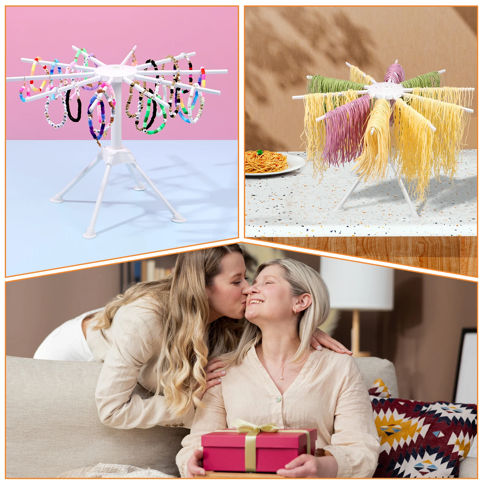 Pasta Drying Rack Foldable With 10 Arms Portable For Home Kitchen