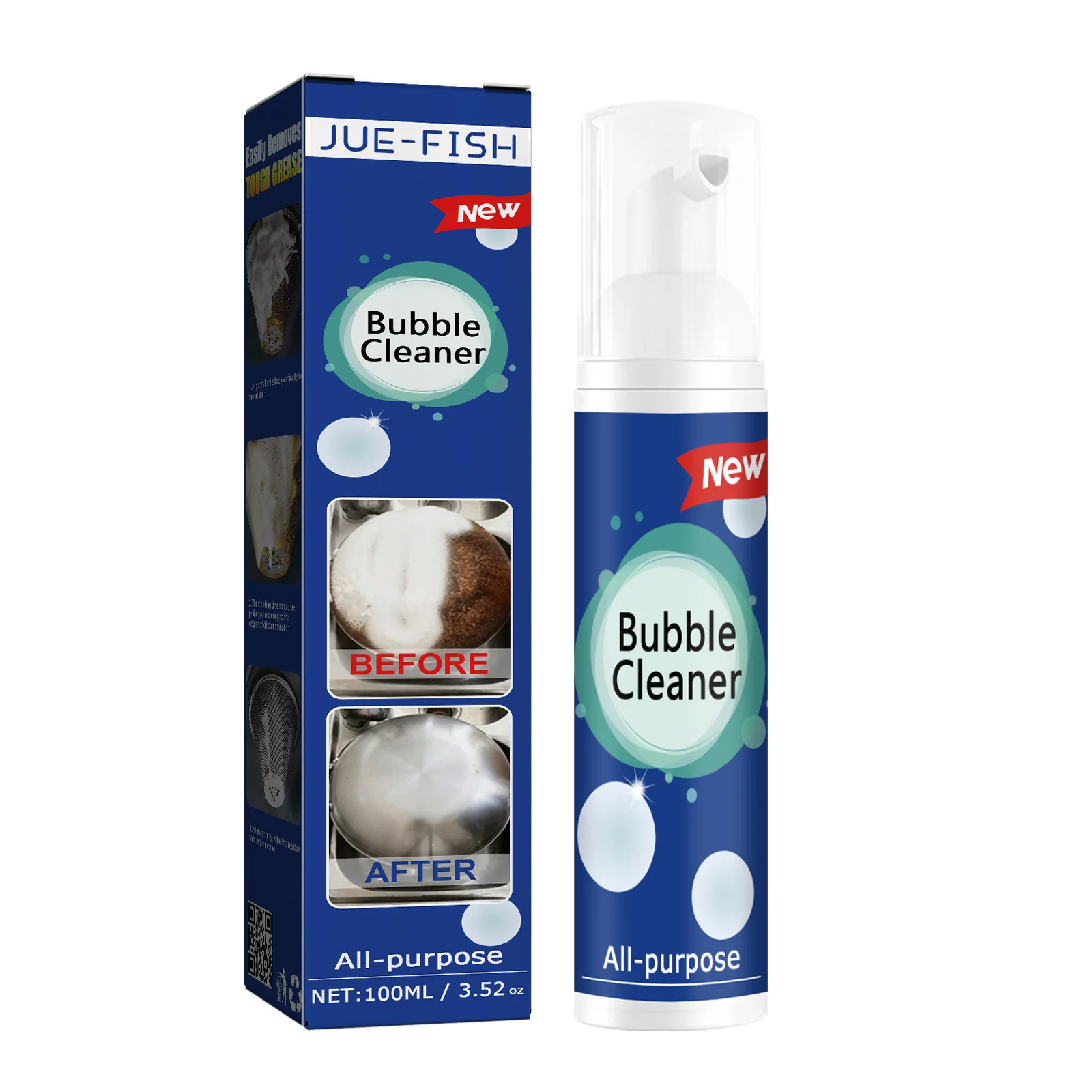 Kitchen Oil Cleaner 30/100ml Foaming Rinse-Free