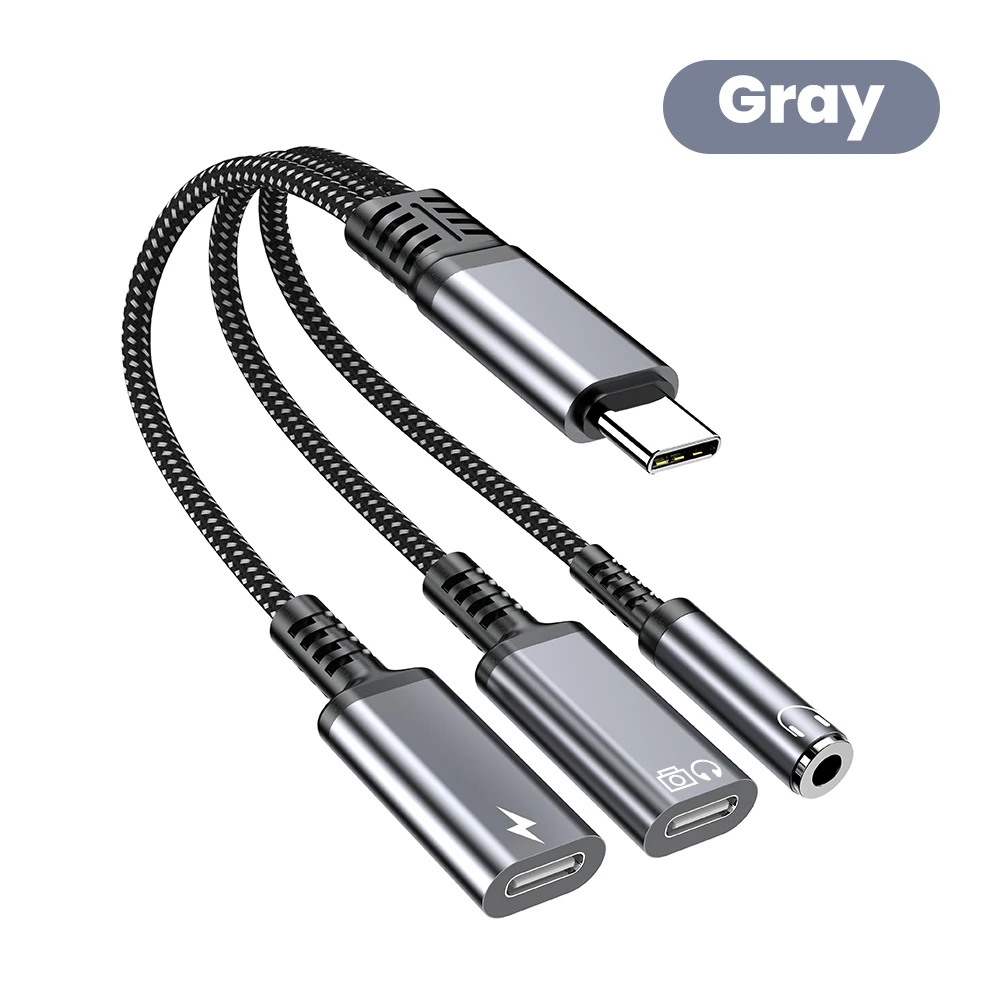 Universal 3-in-1 USB-C Audio and Charging Adapter