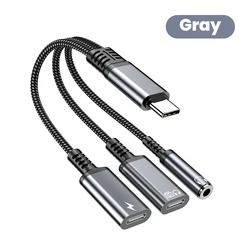 Universal 3 - in - 1 USB - C Audio and Charging Adapter (Gray)
