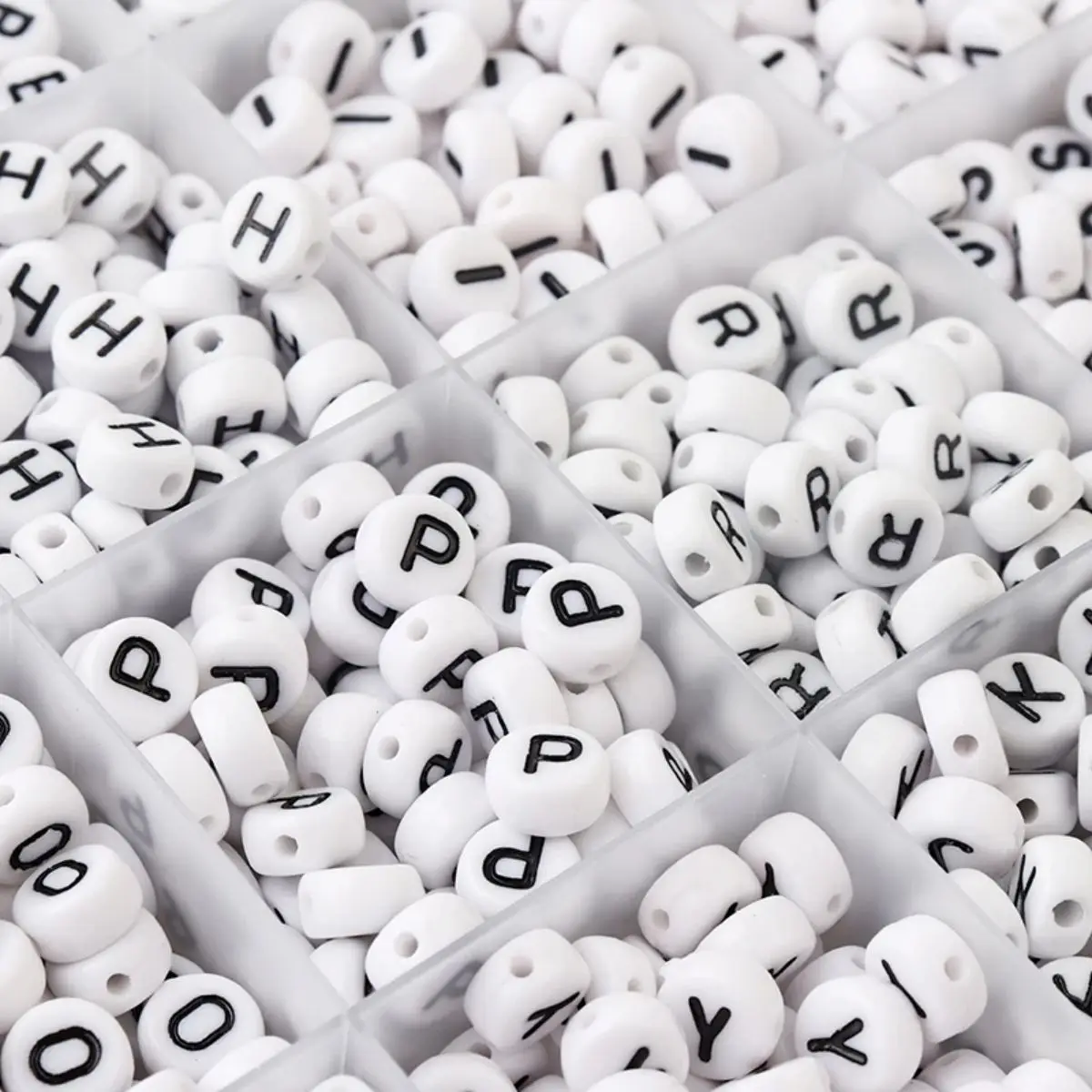 1200pcs Round Letter Beads for Jewelry Making With Crystal Line White A-Z Alphabet Acrylic Beads Kits Heart