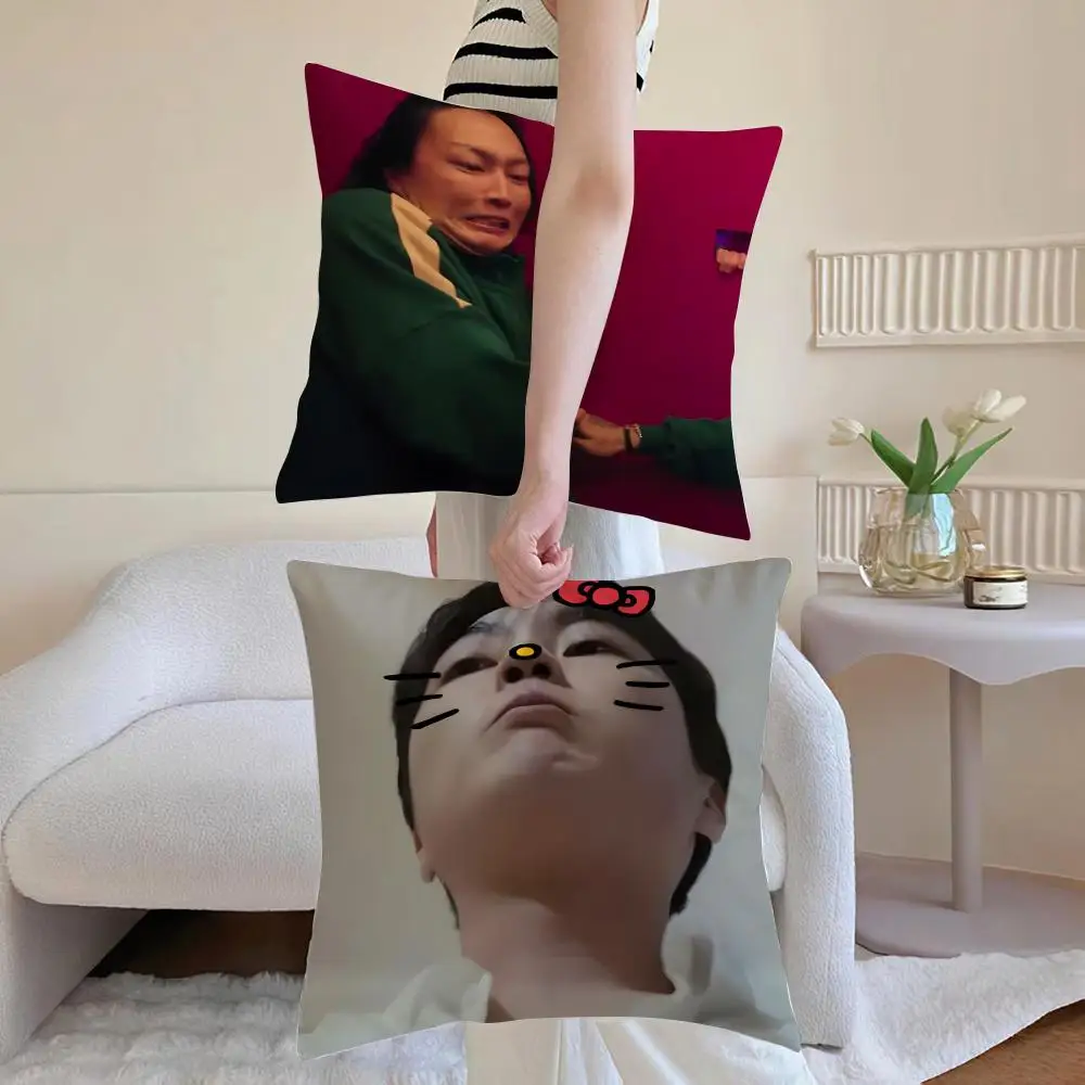 인터넷 재미있는 R-Roh J-Jae W-Won M-Meme 쿠션 커버 세탁 가능한 린넨 베개 커버 일상용 소파 침대 홈 룸 장 소프트