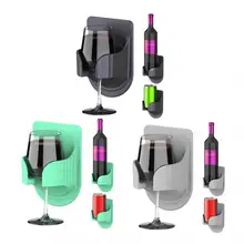 

Plastic Cup Holder Pasted Wall Stemware Wine Hanger Shelf Silicone Wine Glasses Rack For Bathroom Shower Kitchen Dropshipping