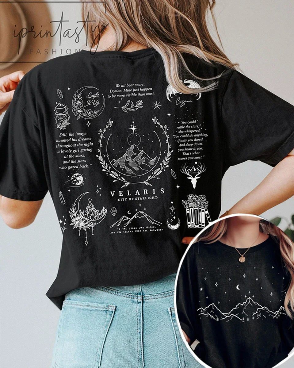 Velaris A Court of Thorns and Roses Court SJM fan shirt Cotton Loose Retro Casual Shirt Fantasy Y2K Unisex Top Streetweat Daily 2