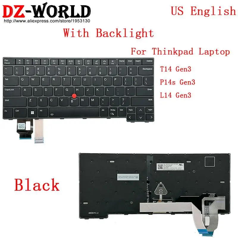 LENOVO THINKPAD T14 Gen 2 P14s Clavier US Euro Noir Rétroéclairé