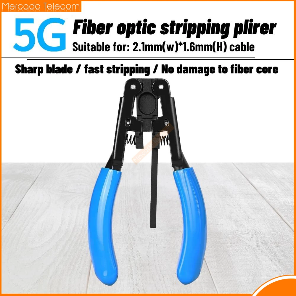 

5G Leather Cable Stripper Pliers FTTH Optical Fiber Stripping Tool 2.1*1.6mm Photoelectric Composite Cable Wire Stripper