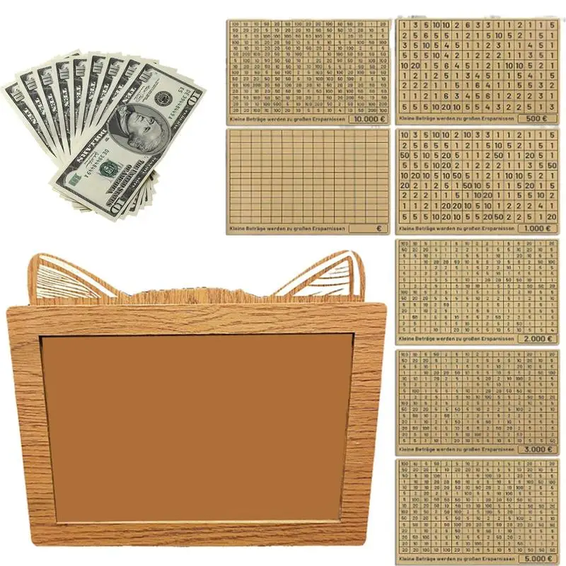

Wooden Money Box With Slot Saving Cash BoxWith Writable Pen Universal Countdown Money Piggy Bank Box For BudgetingPlanner Supply