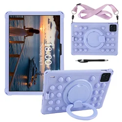Soft Silicone Kids Tablet Case with 360° Rotating Stand, Handle Grip, Shoulder Strap, and Shockproof Protection for Xiaomi Pad 7 - 7 Pro (Purple)