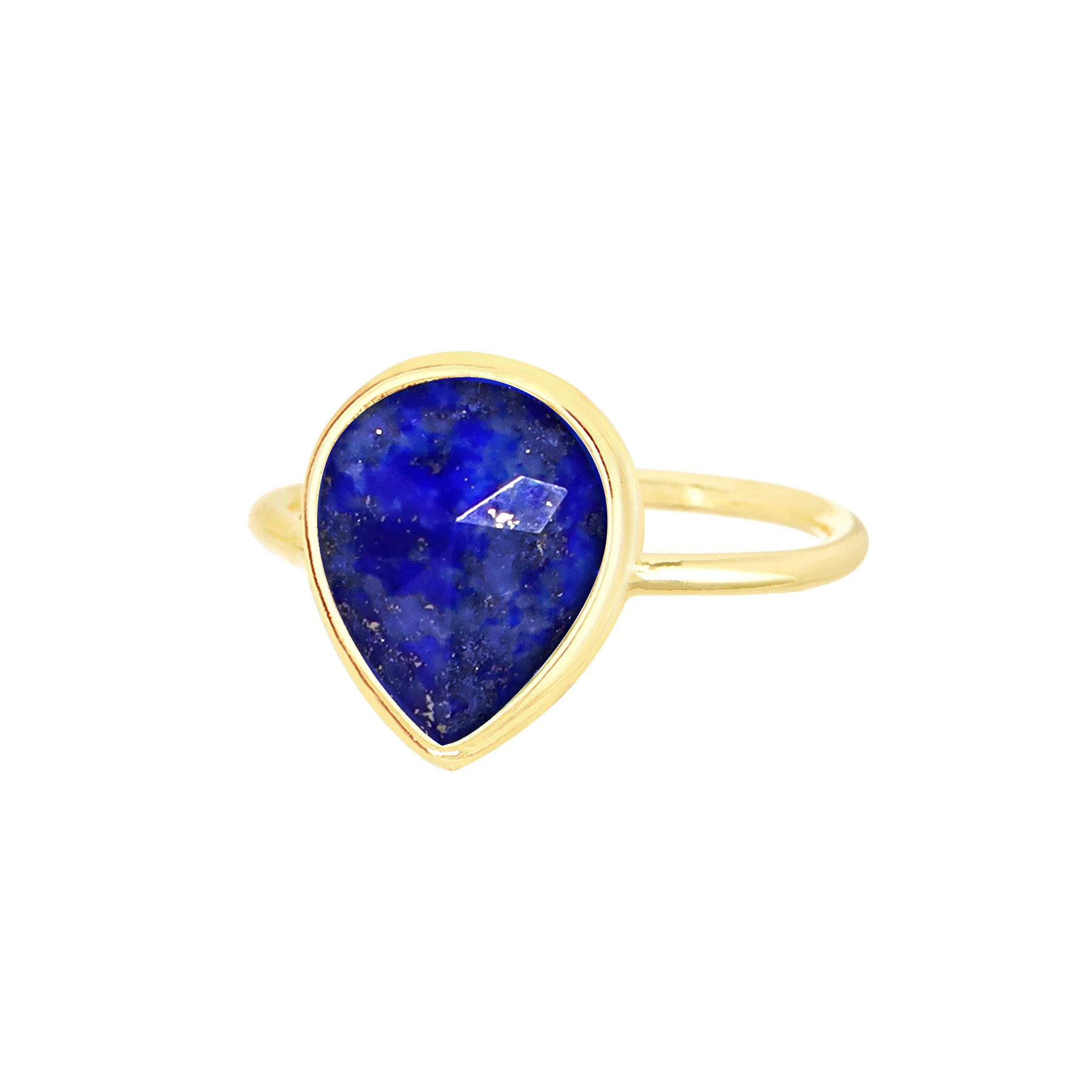 

Natural Lapis Lazuli Teardrop Ring Fancy Cut Gemstone Jewelry Fashion Rings US Size 5-12