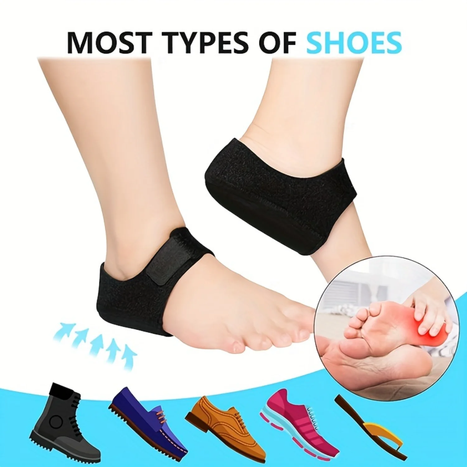 4-Pack Heel Protectors with Gel Pad for Comfort and Shock Absorption-Universal Fit Support Pads for Men and Women, Fits Most F