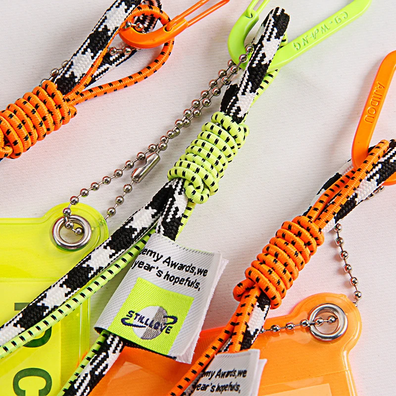 Card Holder Lanyard For Keys Fluorescent Color Key Chain Decorate Credential Holder