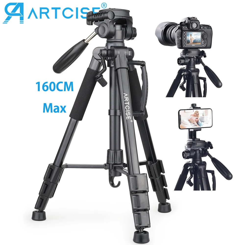 

63'' Aluminum Travel Tripod for Camera Phone Mobile Flexible Professional Camera Tripod Stand Pan Head for Dslr Canon Nikon Sony