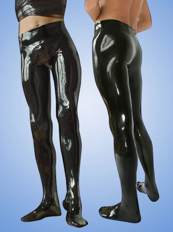 

Handmade Black Latex Legging Sexy Black Male Latex Pants with Feet Rubber Latex Trousers Plus Size