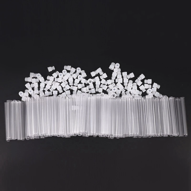 

400Pcs Clear Plastic Test Tube With Cap 12X100mm U-Shaped Bottom Long Transparent Test Tube Lab Supplies