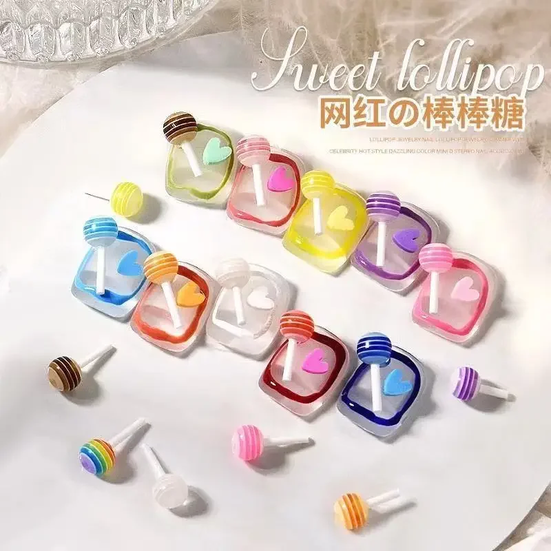 

20pcs New Nail Products Lollipop Nail Decoration Summer Mini Manicure Candy Resin Jewelry 3D Three-dimensional Symphony Diamond