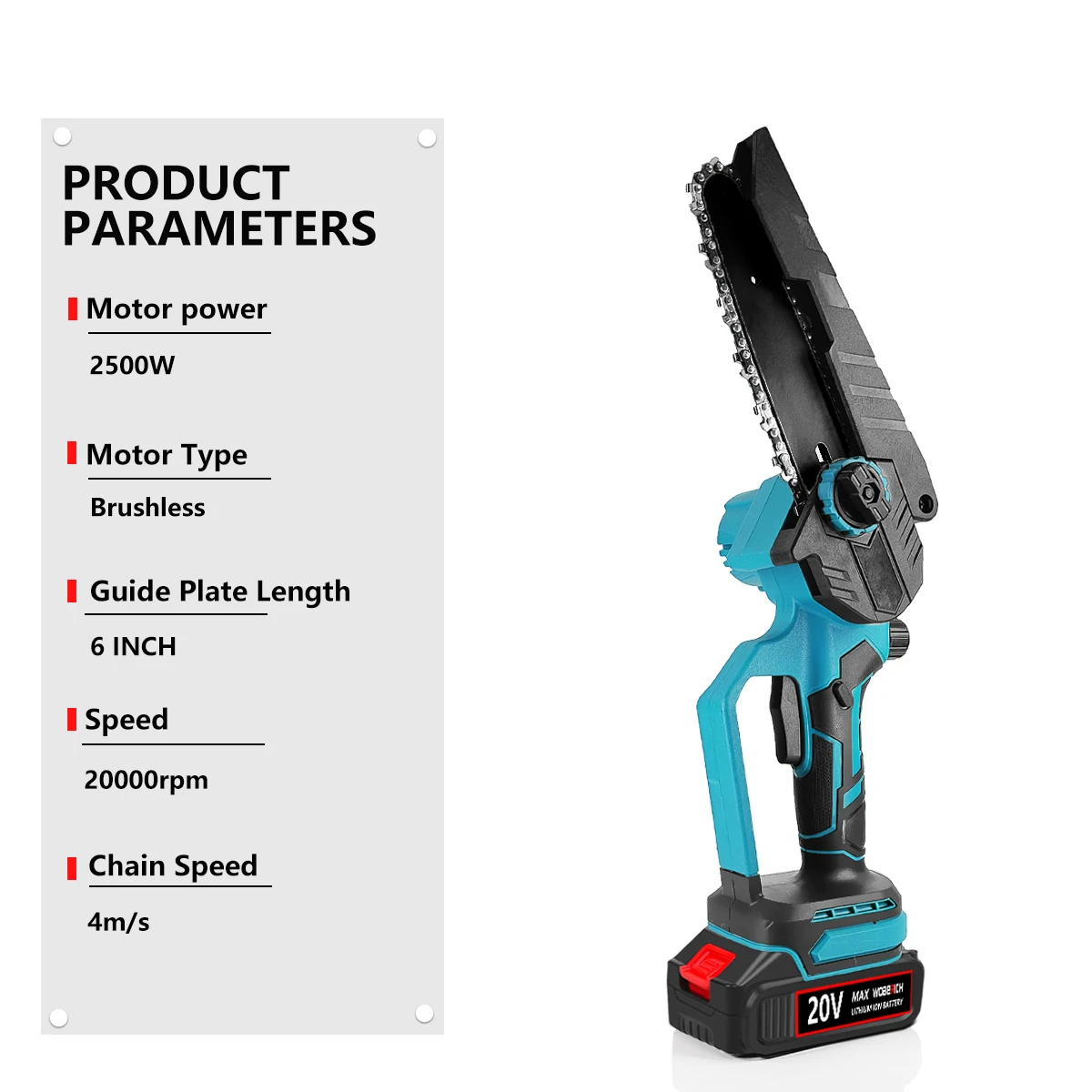 Brushless 6 Inch Cordless Mini Chainsaw Electric Chainsaw Mini Electric Saw Hand Pruning Saw Electric Woodworking Garden Cutting Tools For Makita Battery