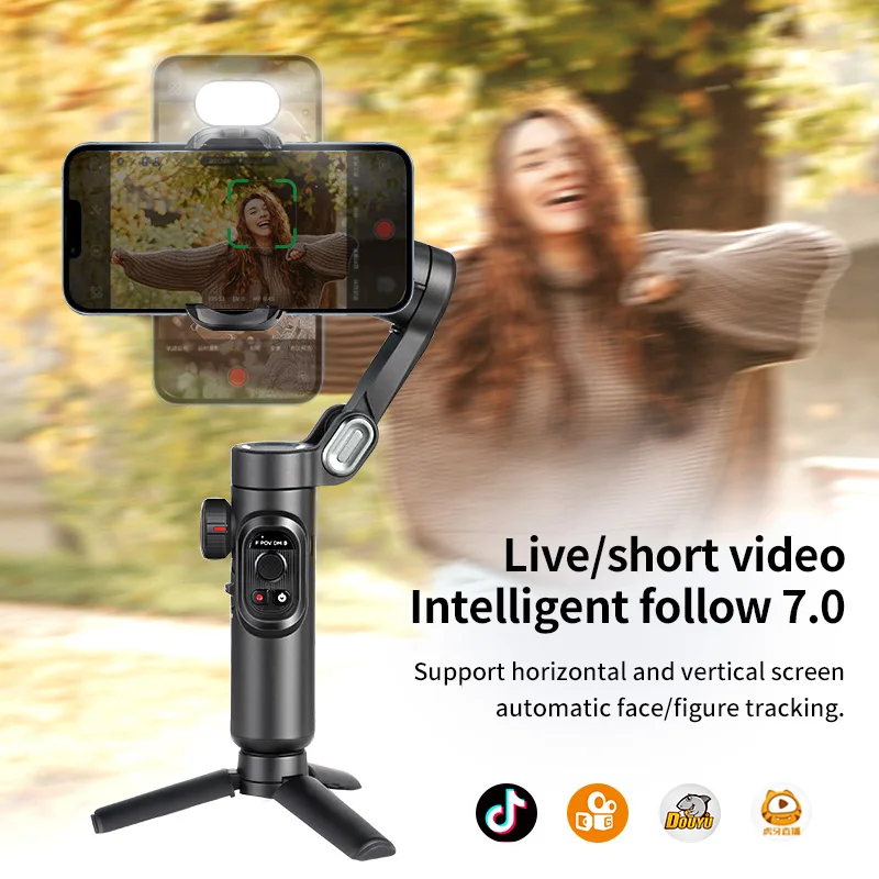 AOCHUAN Handheld Gimbal Stabilizer AI Face Tracking Smartphone Fill Light iPhone Android Vlog 3-Axis PTZ handheld gimbal stabilizer gimbal stabilizer handheld gimbal